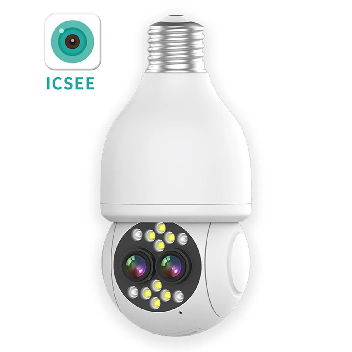 

4MP UHD iCsee APP 8X Zoom Dual Lens E27 Lamp Head Socket PTZ IP Dome Camera AI Humanoid Full Color Home Security Baby Monitor