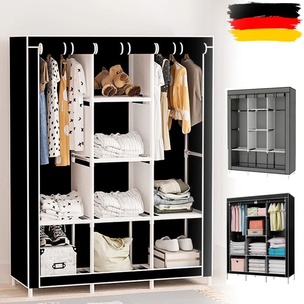 Armarios de 128x45x170cm, armario de almacenamiento multicapa para el hogar, colgador de ropa plegable a prueba de polvo, armario de ropa para dormitorio