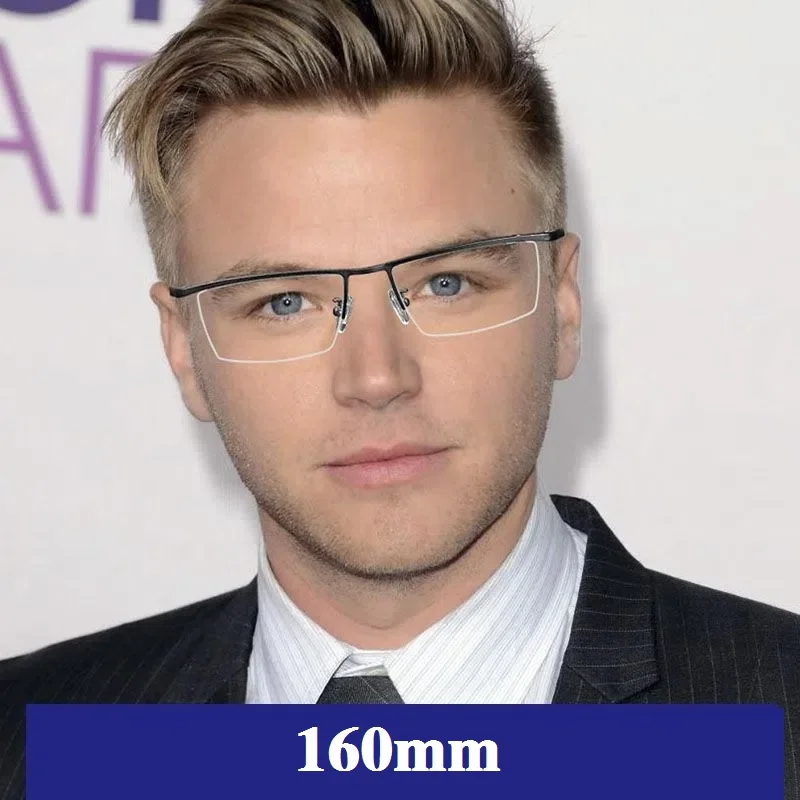 Vazrobe 160mm Oversized Eyeglasses Frame Male Semi Rimless Titanium Reading Glasses Men for Optical Prescription Lens Wide Big