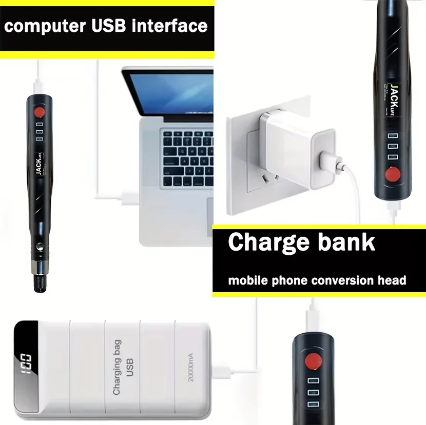 JANGKLIFE USB مجموعة أدوات دوارة لاسلكية النجارة النقش القلم DIY للمجوهرات المعادن الزجاج مثقاب لاسلكي صغير #3
