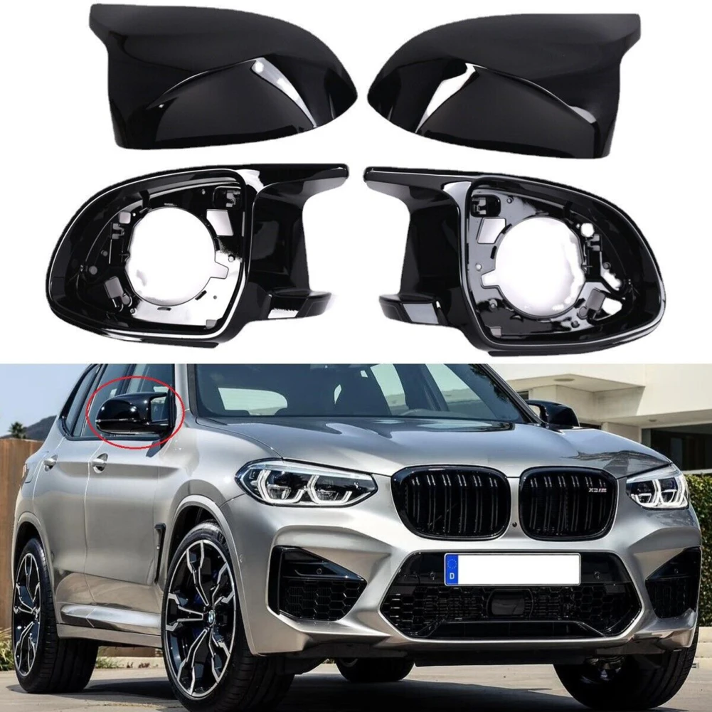 

4Pcs Door Wing Mirror Cover Trim Kit Side Rearview Housing Bracket Ring Compatible For X3 G01 X4 G02 X5 G05 X6 G06