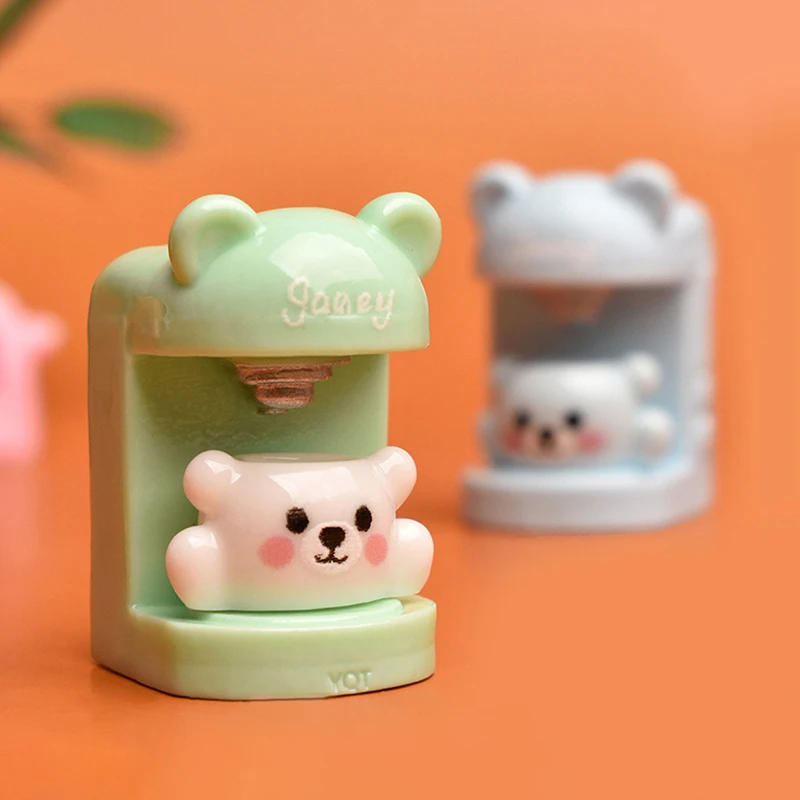 4Set Doll House Accessories Dollhouse Miniature Little Bear Cup Set Coffee Machine Home Appliances Decor Toy