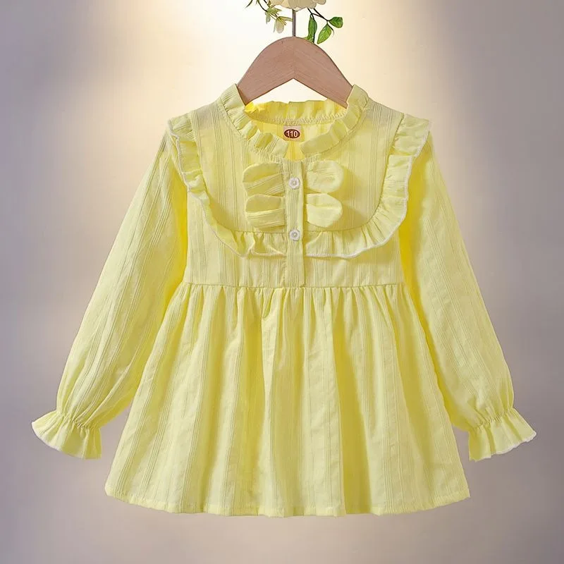 Girl's Stylish Thin Lightweight Long Sleeve Bow Knot Shirt for Baby 2026 New Style Sweet Spring Autumn Trendy Top