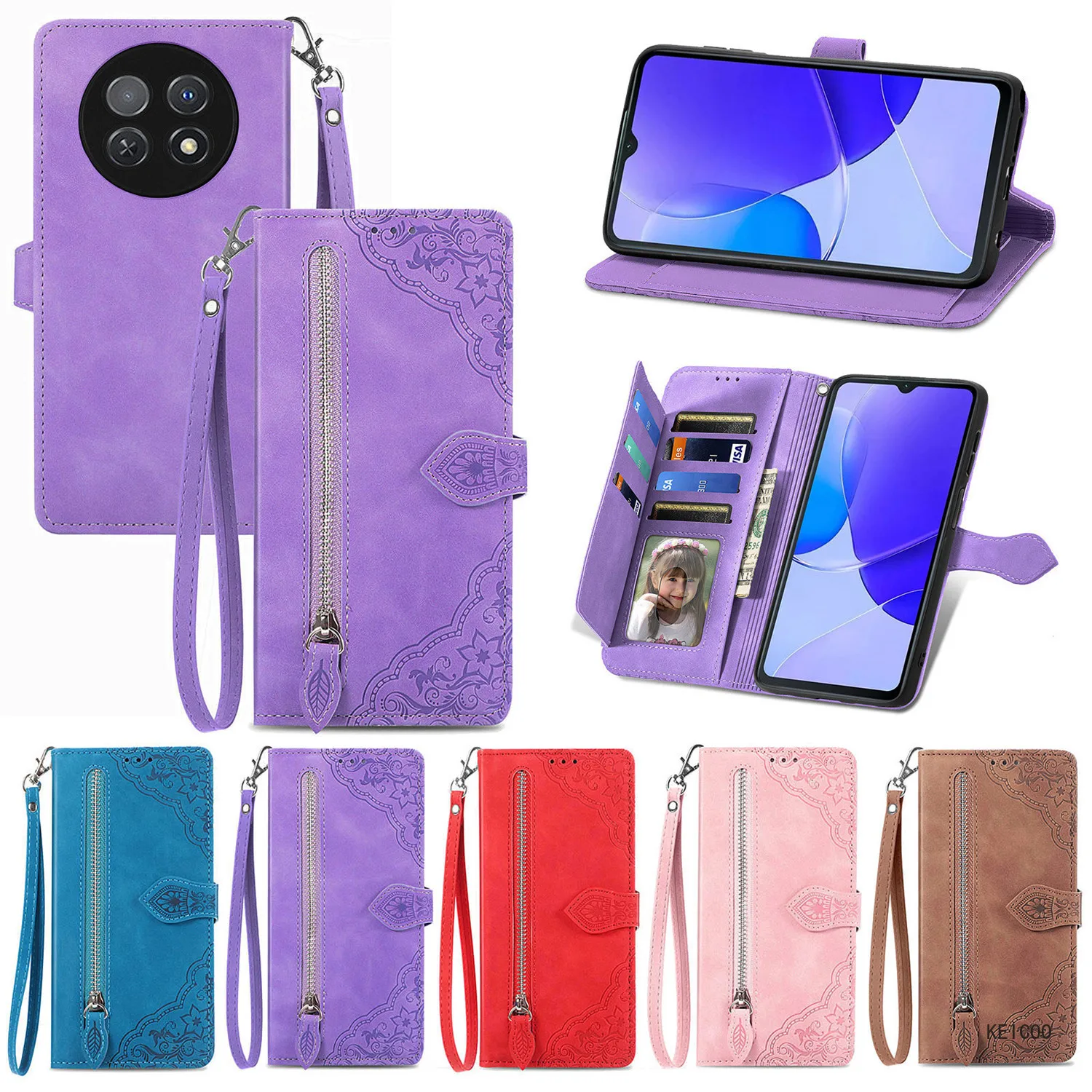 Противоударный кошелек с отделением для карт для Huawei Enjoy 60X Enjoy60X Honor90 Pro 90Lite X7A X8A X9A