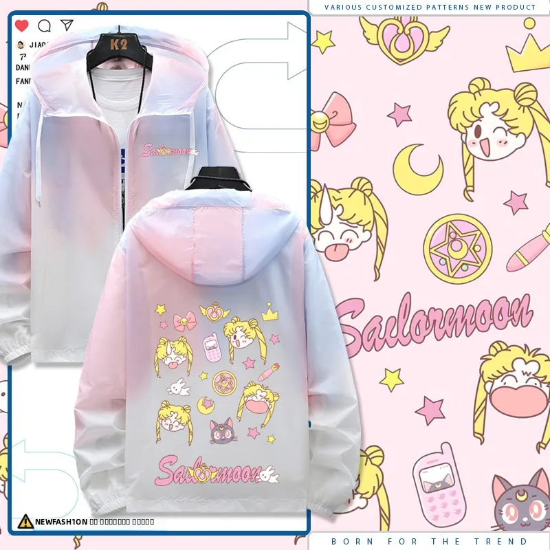 

Sailor Moon Anime Themed Men's And Women's Lightweight Jaet Thin Outerwear Casual Loose Fit Polyester Spring Summer