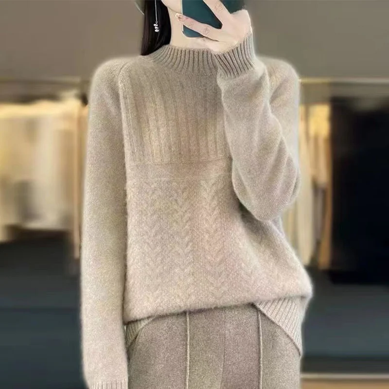 Daling Town Maglione lavorato a maglia Guangzhou antou Capispalla da donna Trendy High-ne Manica lunga Autunno Faion Vestibilità regolare