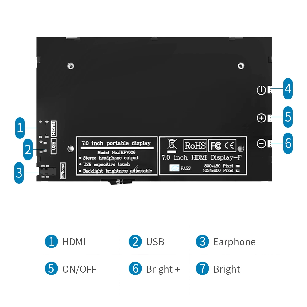 IPS 7Inch Screen HDMI Touch Module 1024 x 600 for Raspberry Pi 3 Pi4 PC monitor orange pi 7006 Case screen with case Portable