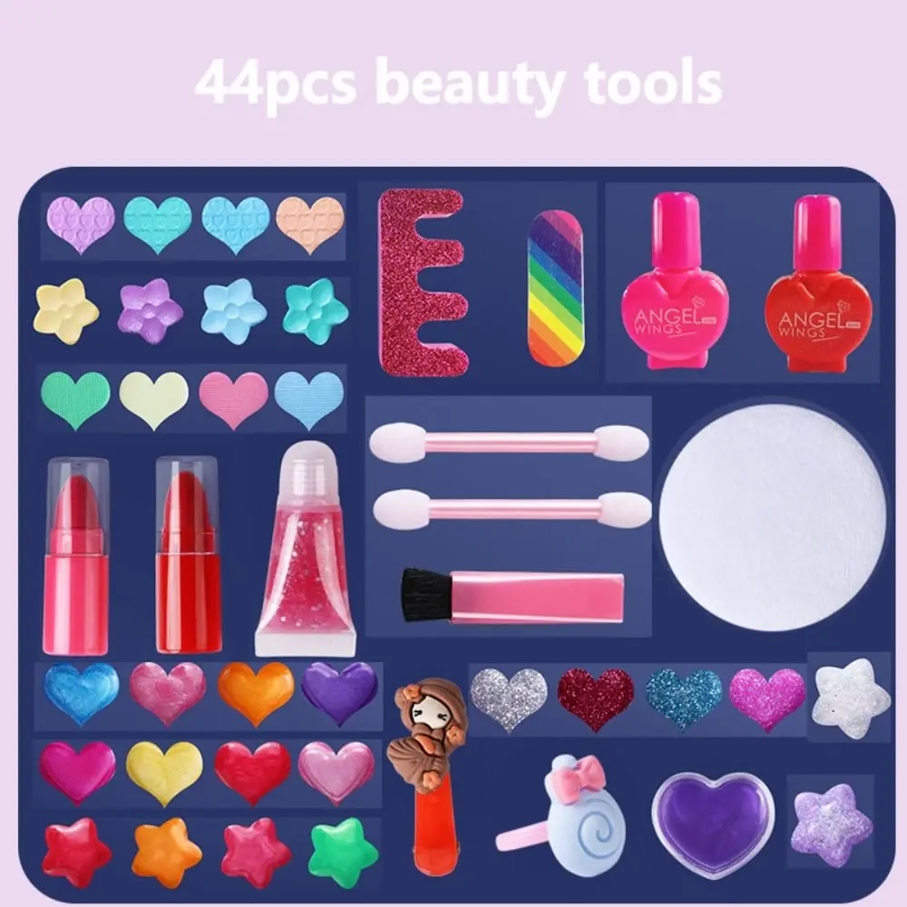 Foldable Glitter Eyeshadow Nail Polish Lipstick Makeup Mirror Beauty Pretend Toy Cosmetic Kits Kids Makeup Tool Set