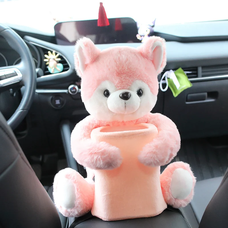 

Creative Kawaii Rabbit Lamb Fox Panda Bear Duck Car Trash Can Plush Toy Animal Cute Plushies Doll Soft Car Tissue Storage Box