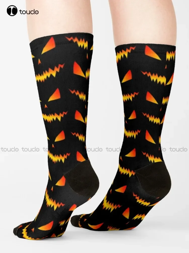 Cool And Scary Jack Olantern Face Halloween Socks Halloween American Flag Socks Christmas New Year Gift Custom Gift Unisex Adult