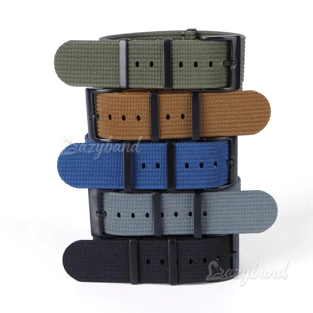 New Belt 18mm 20mm 22mm Nylon Watch Band Universal Wristband Fabric Bracelet for Rolex Watch Strap for Seiko Accessories Black