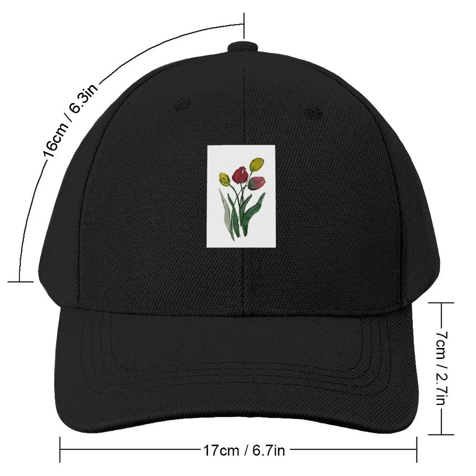 Watercolor tulips Baseball Cap Hat Beach Sun Cap Golf Hat Mountaineering Golf Men Women's