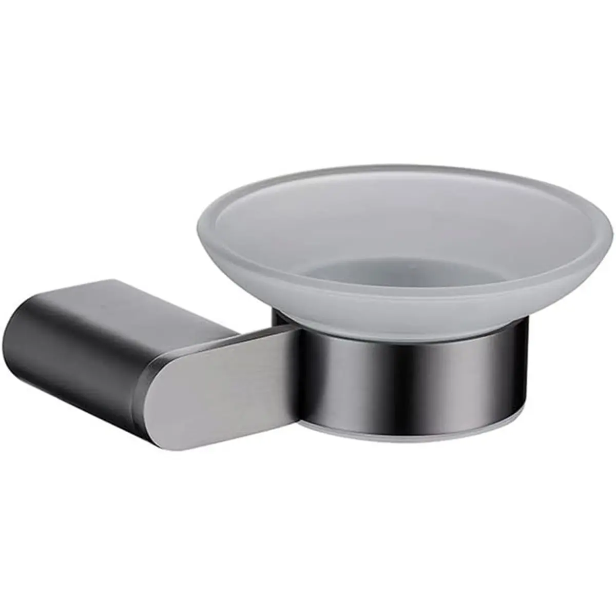 【TODAY-BUY】~@ Stainless Steel Soap Holder with Frosted Glass, Ideal for Bathroom & Kitchen, Easy Installation,High Quality