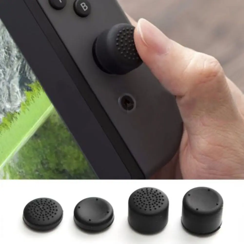 8 Uds. Tapas de agarre de pulgar de Joystick de silicona para Nintendo Switch controlador Joy-Con piezas de mando de repuesto sólidas negras de alta calidad