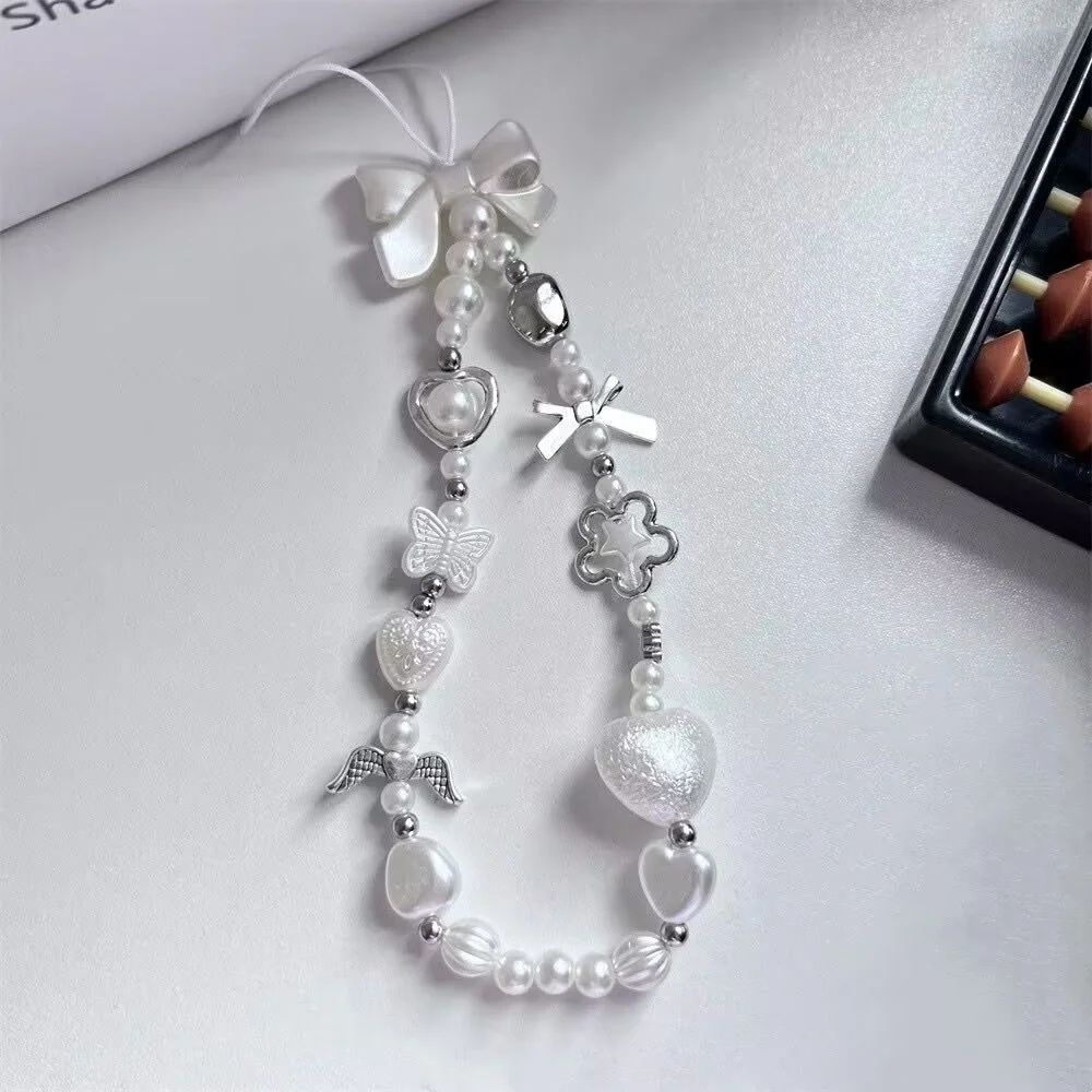 Baroque Imitation Pearl Chain Bead Sweet Mobile Phone Lanyard CCD Camera Pendant Wrist Strap