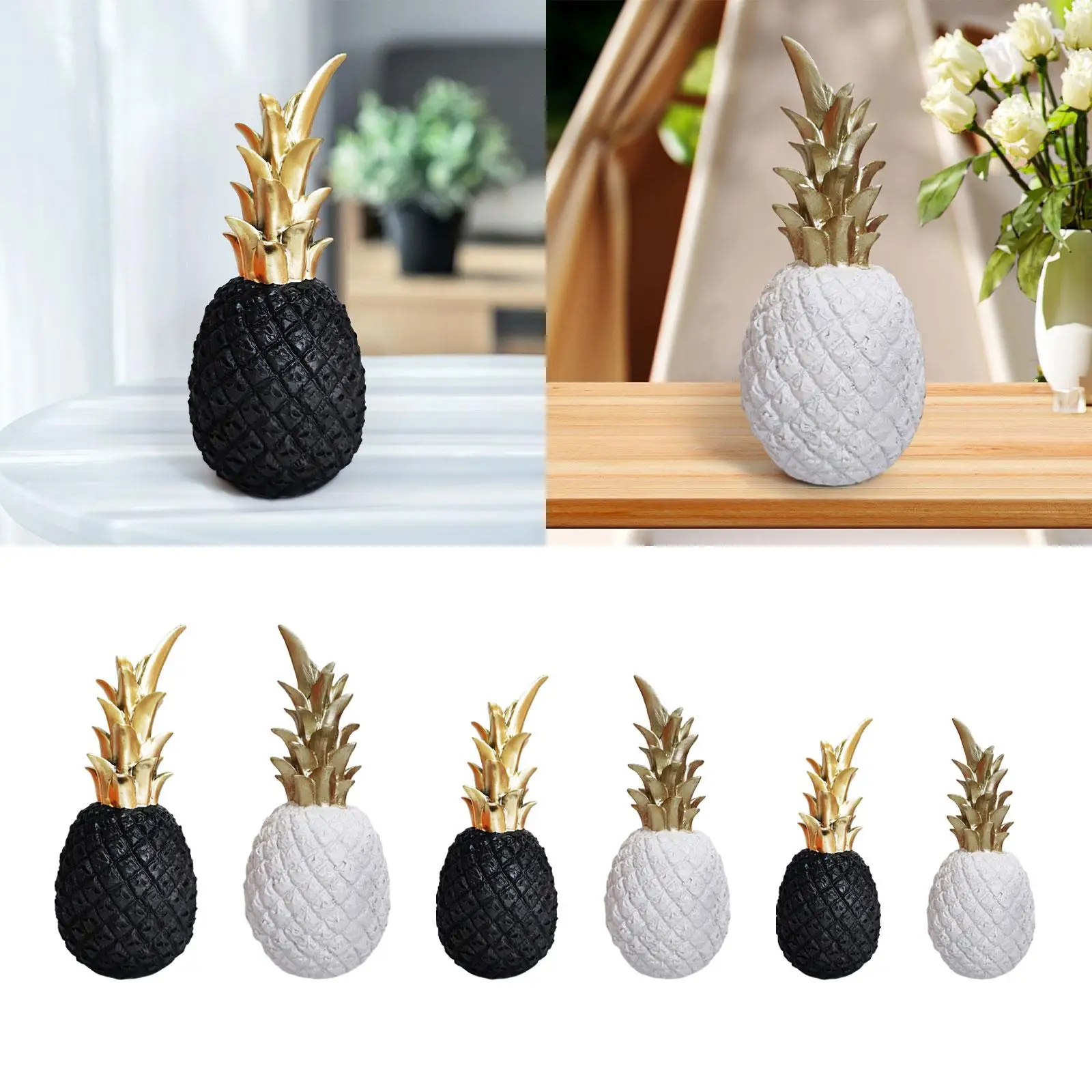 Pineapple Sculpture Artificial Collectibles Photo Prop Resin Art Desktop Ornaments for Office Living Room Entrance Desktop Piano