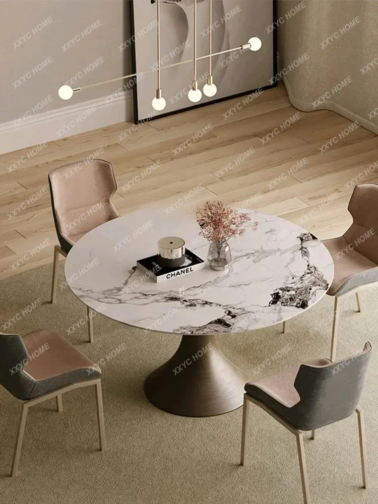 JJSlate Turntable Dining Table Simple Italian Minimalist Built-in Bracket Size Apartment Table