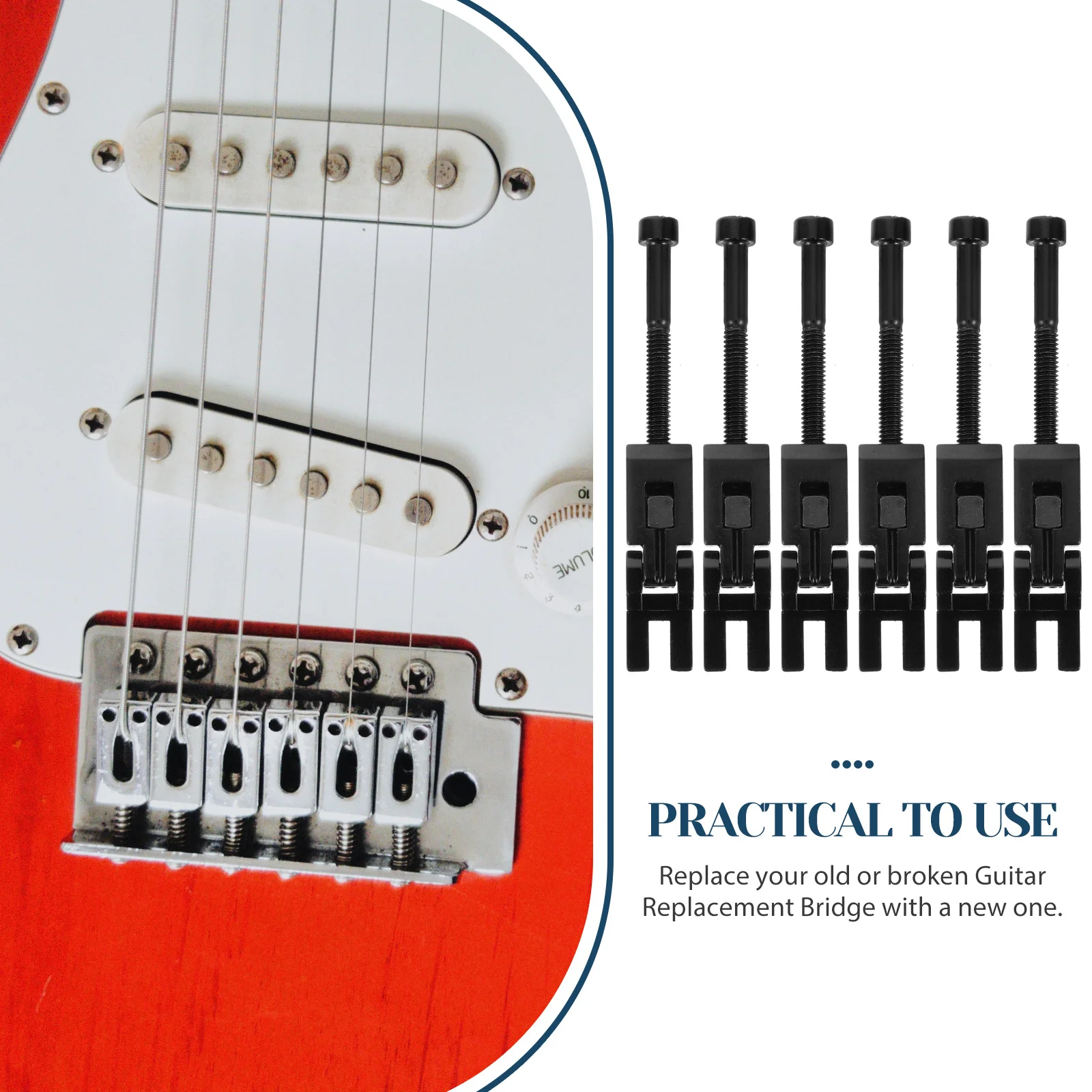 

6 Pcs Double-shaking Bridge Accessories Electric Guitar Saddles Tremolo Block Trapezoidal Vibrato Zinc Alloy