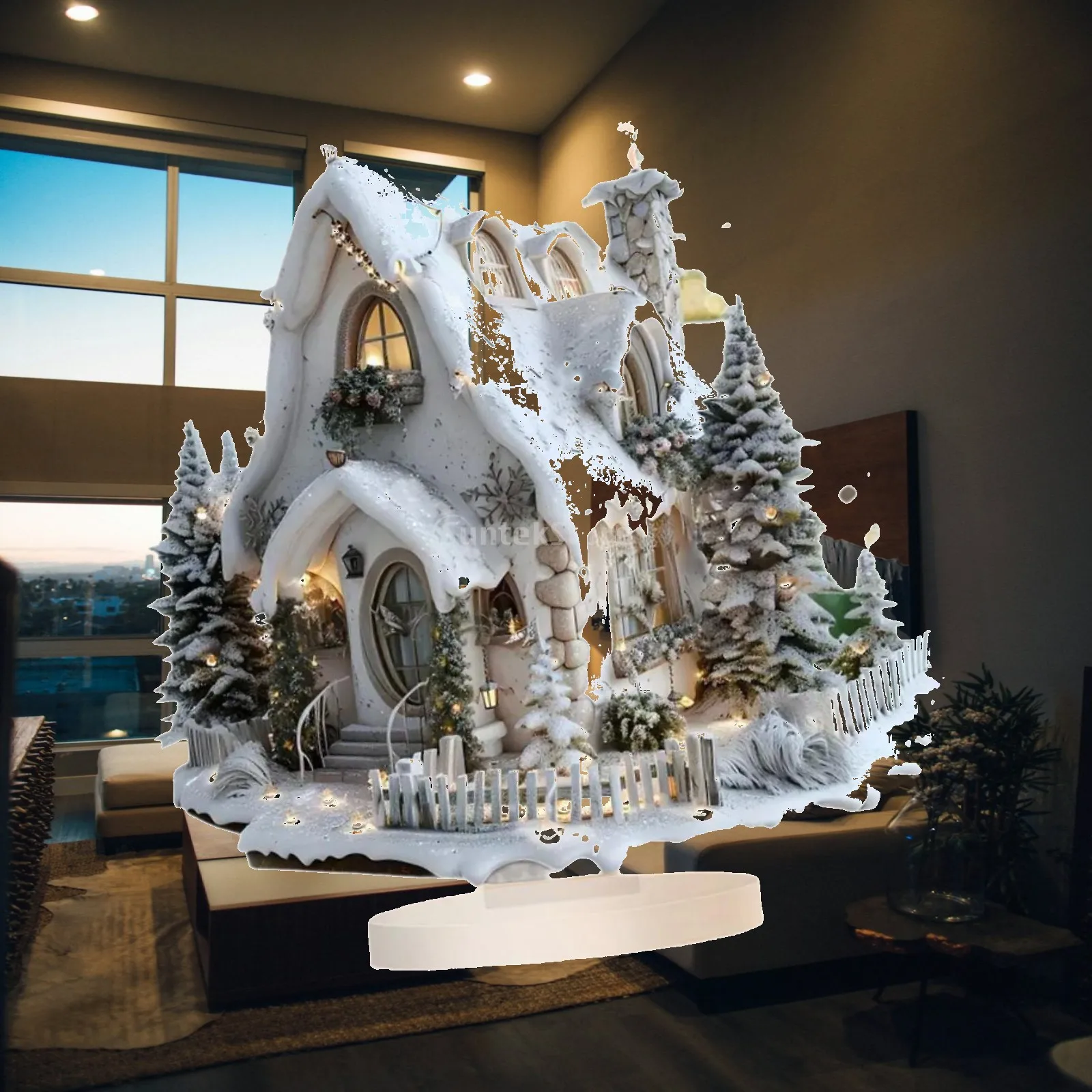 Acrylic Christmas Decoration Table Centerpiece Snow Scene Plaque for Living Room Decor