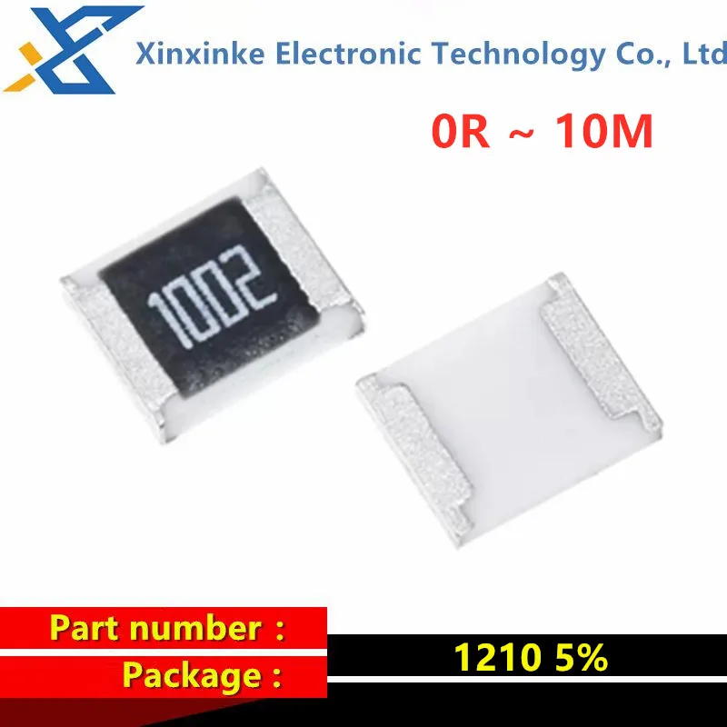 50PCS 1210 5% SMD Thick-film Resistor 0R ~ 10M 10 12 20 30 36 47 51 82 100 200 680 820 ohm 1K 2K 6.2K 10K 20K 22K 200K 1/2/3/5M