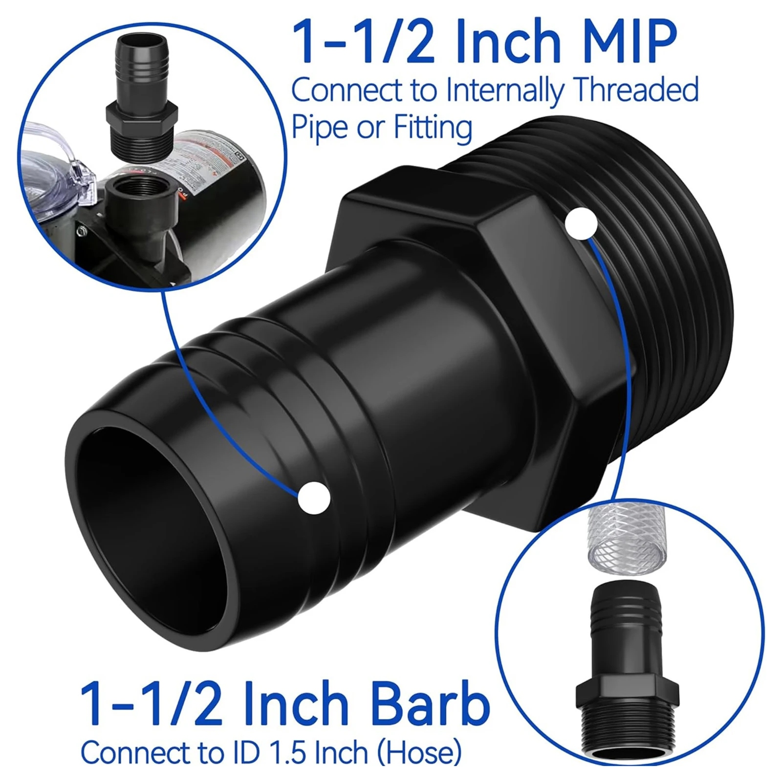 1/2/4pcs Hose Male Insert Adapter for Hayward S160T S190T S200pak1 1-1/2-inch Replacement Male Insert Hose Adapter
