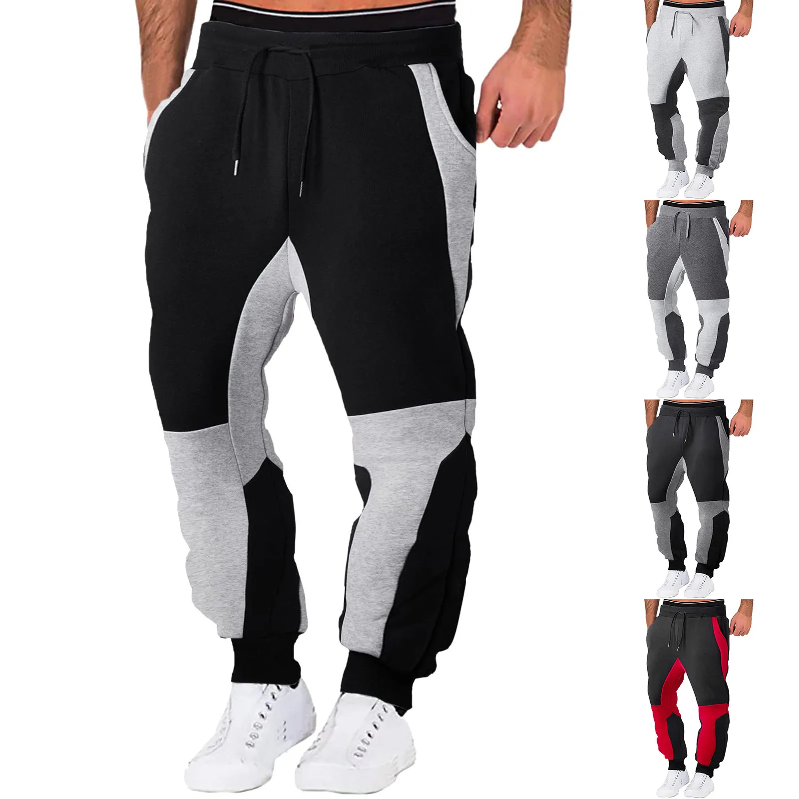 

Fashion Mens Sport Color Bandage Casual Loose Sweatpants Drawstring Multi Pocket Loose Trousers Cargo Pant Pantalones De Hombre