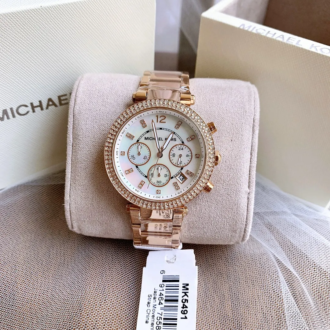 Michael Kors Women fashion Quartz Watch Parker Series MK-5491 Luxury Design Diamond Wristwatch Multifunctional Chronograph Watch