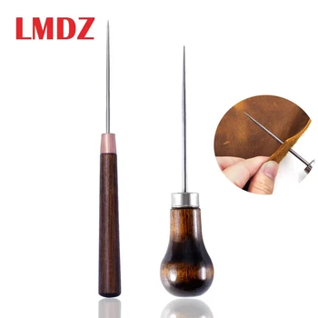 LMDZ Drewniany uchwyt Szydło Skórzane Narzędzia do dziurkowania Skórzane proste szydła Dziurkacz Wiertła do rzemiosła skórzanego Szydło Ręczne szycie