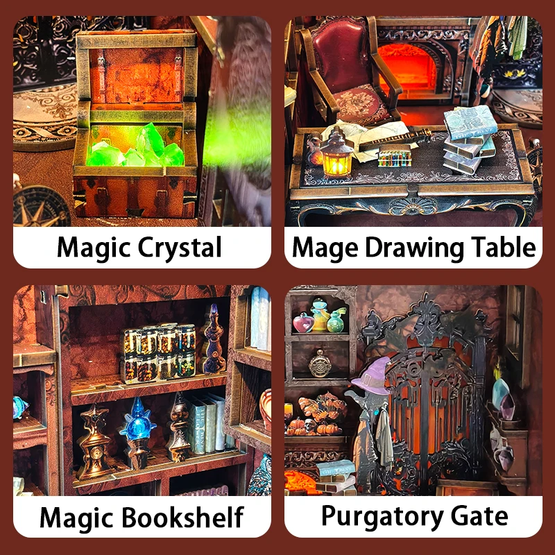 DIY Wooden Miniature Building Kits Dark House Cottage Doll Houses With Furniture Casa Dollhouses for Friends Halloween Gifts