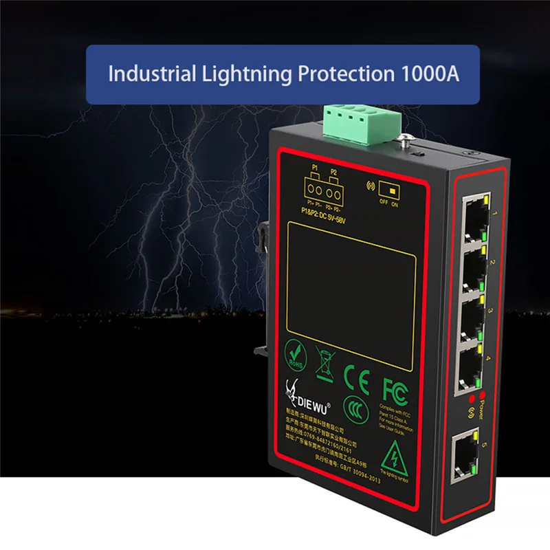A07I 5 Poorten 100M Industriële Netwerk Switch RJ45 Hub Internet Splitter RJ45 Switch Plug en Play DIN Rail Type Verbeteren schakelaar