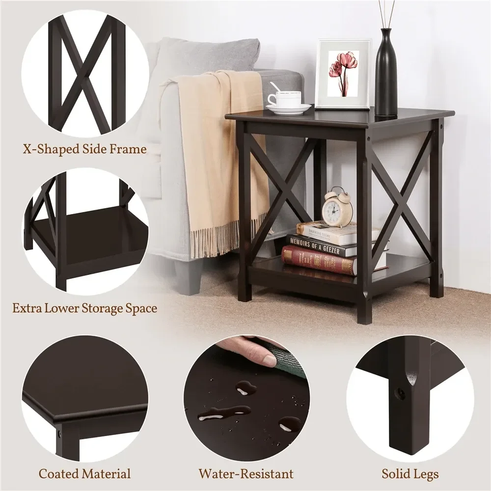 

1PC Modern End Table Simple Side Table With Storage Shelf For Living Room
