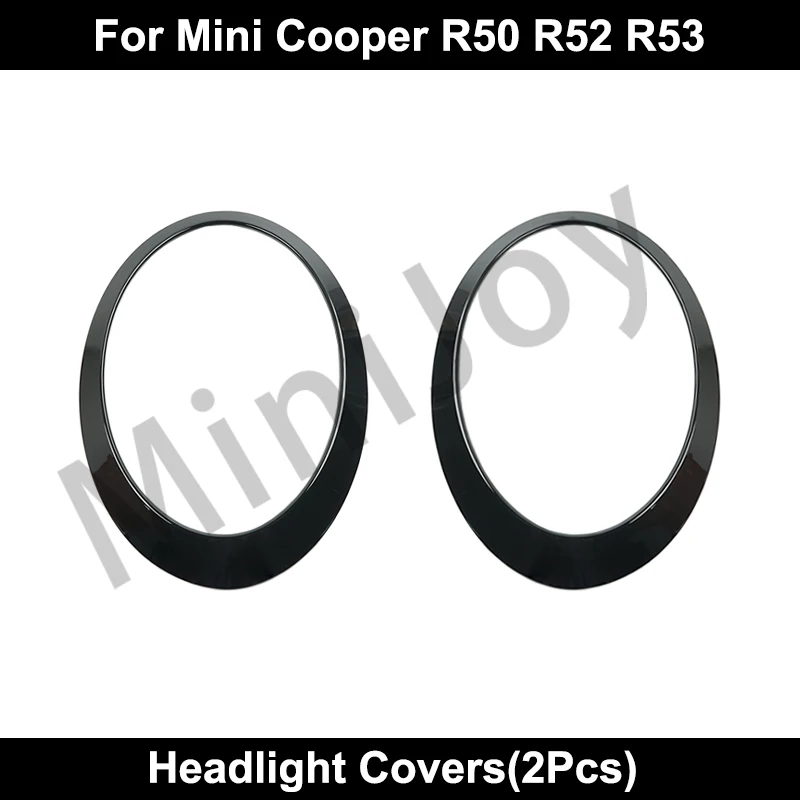 Gloss Black Car Headlight Head Tail Light Rear Lamps Frame Rings Cover Stickers For MINI Cooper S R50 R52 R53 Auto Accessories