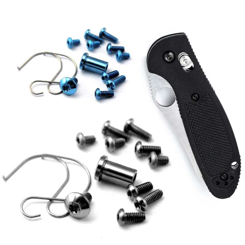 Titanium Alloy Material Full Set Handle Screws Kit Sping Spindle Lock of Benchmade Mini Griptilian 555 556 557 Folding Knife DIY