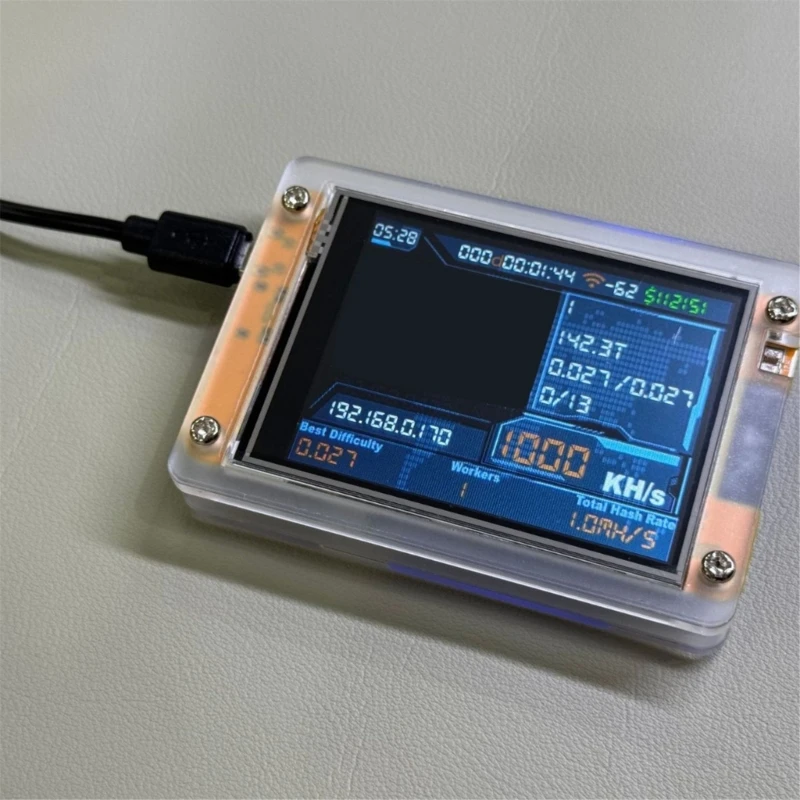 Professional 1000KH/s Lottery Miner 2.8inch Display Real Time Monitoring Screen