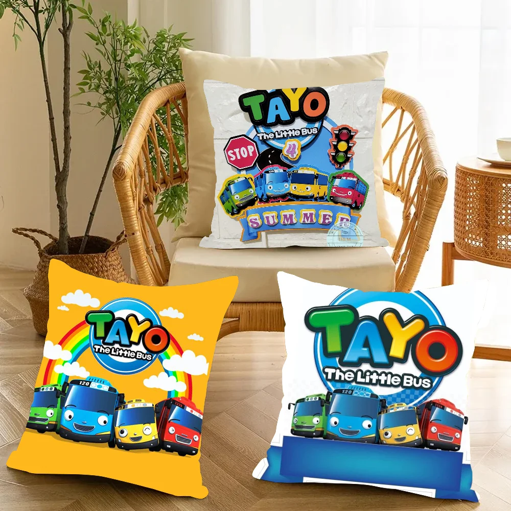 

Tayo The Little Bus Pillow Case Cute Home office Decor Protective pixel Covers Without game Pillow-Insert