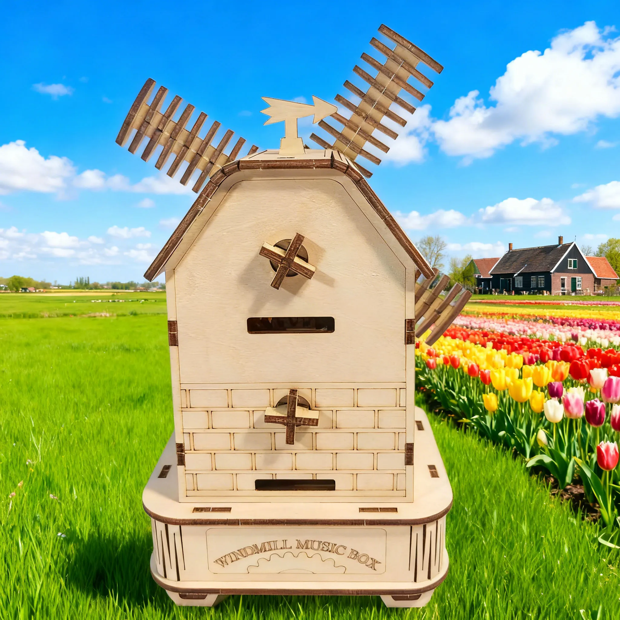 Rompecabezas de molino de viento de madera 3D, Kit DIY, conjunto divertido de ensamblaje, bloques de construcción de madera, regalo perfecto, regalo de vacaciones