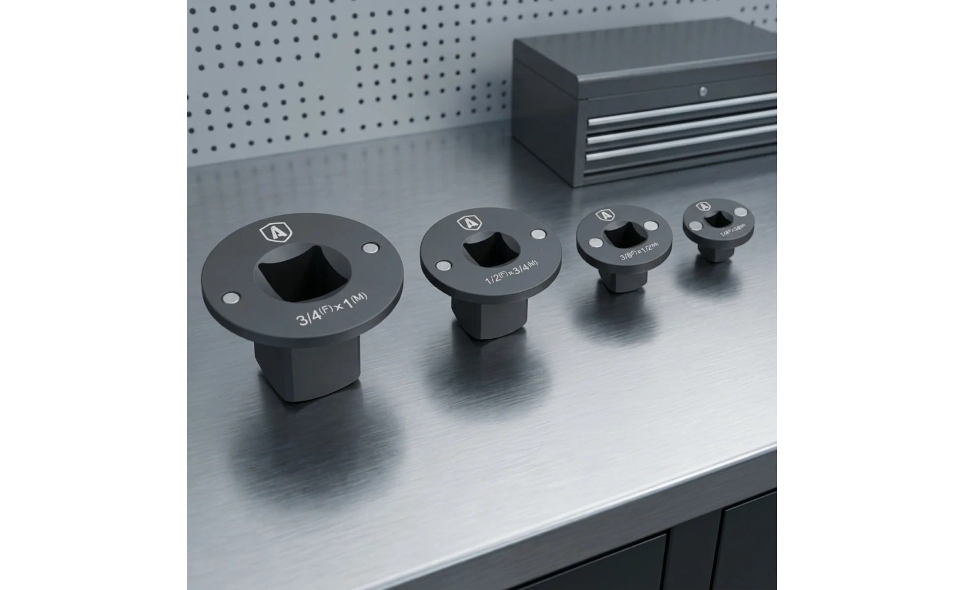 4 Pieces Low-Profile Socket Adapter Cr-Mo Steel Slimline Socket Adapter Drive Converter Flanged Top 4 Pieces Low-Profile Socket Adapter Cr-Mo Steel Slimline Socket Adapter Drive Converter Flanged Top