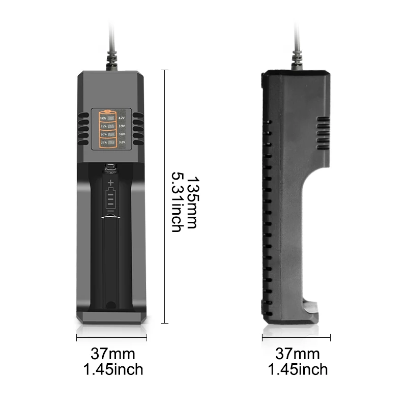 1​8650 Battery Charger 1/2 Slots Digital Display 4.2V USB Output Interface 18650  Rechargeable Lithium Battery Charger Charging