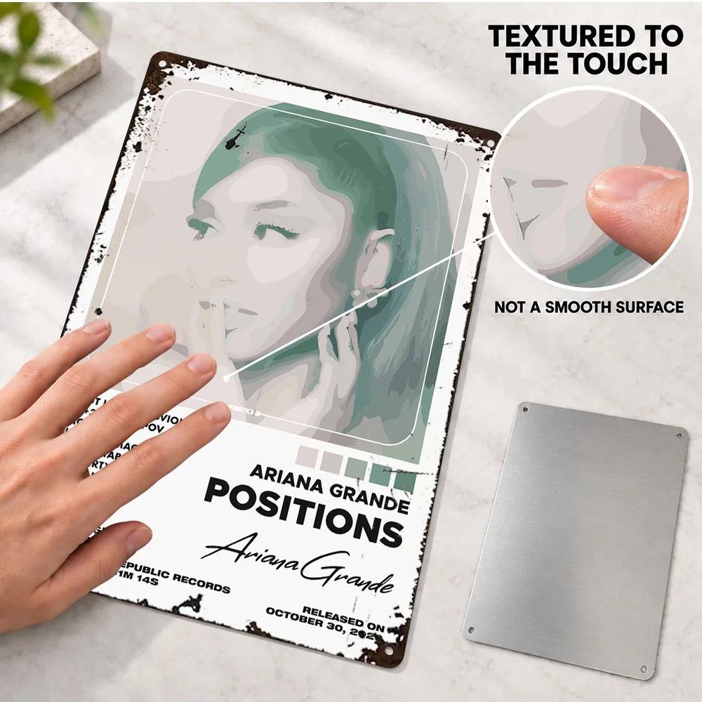Ariana Grande Positions Printed Poster Customized Aluminum Metal Sign Album Cover And Tracklist Design Wall Art For Living Room