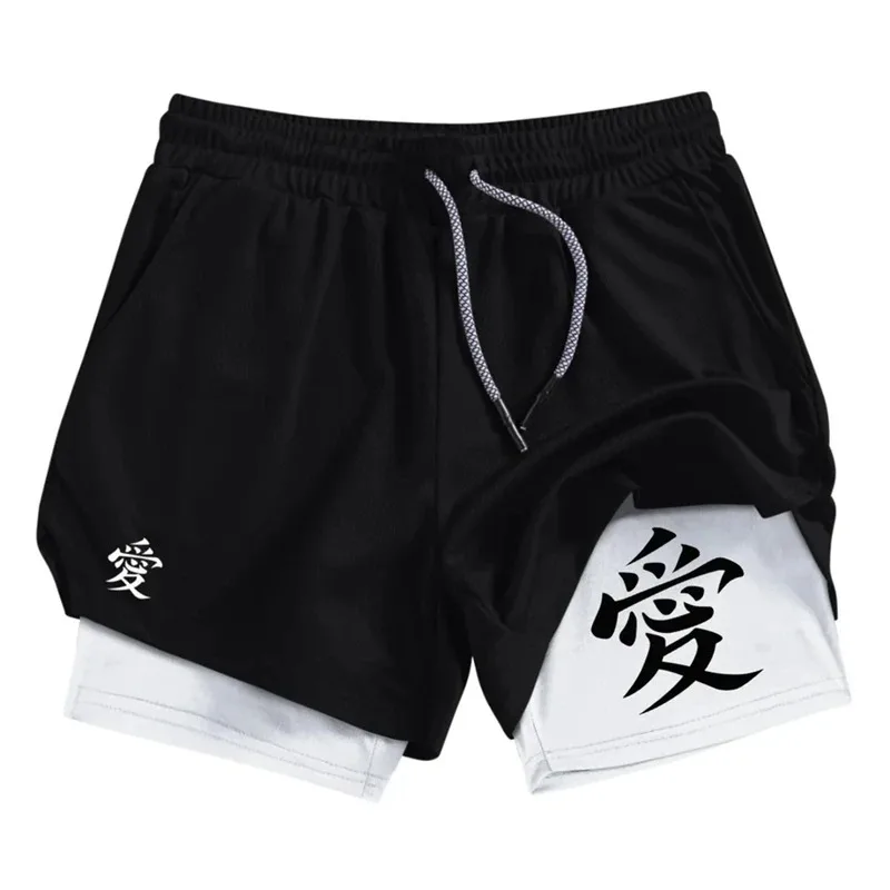 

Спортивные шорты 2-в-1 для мужчин: для тренажерного зала, с карманом для телефона, петлей для полотенца, для тренировок и бега, быстросохнущие