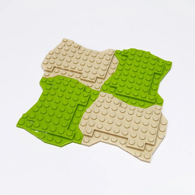 4pcs DIY Irregular Building Block Baseplates, Create Forest Garden Scenes with Trees & Mini Figures, Educational Toy