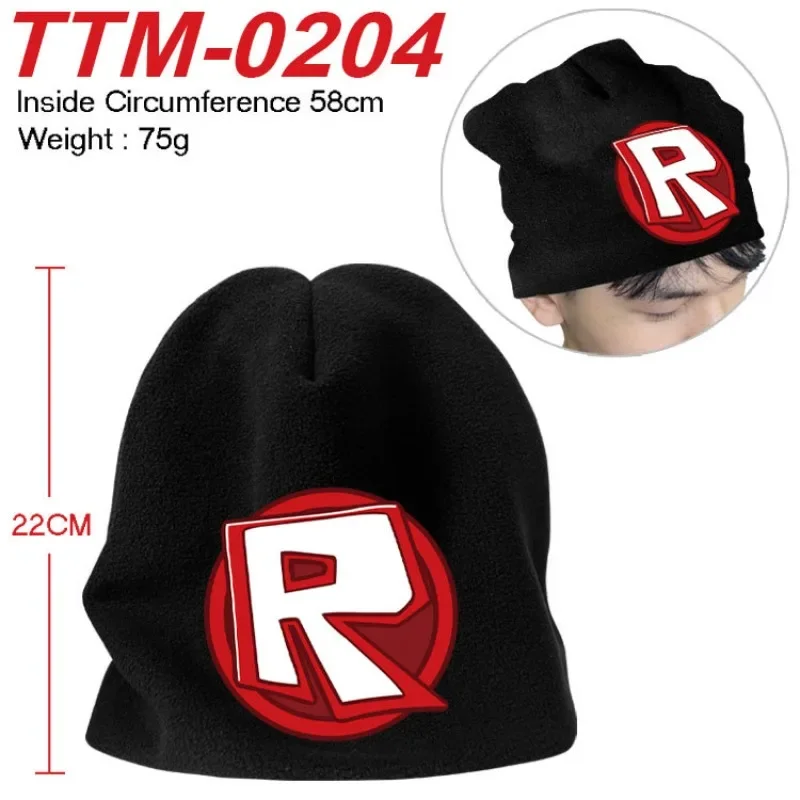 New Robloxs Themed Plush Dome Knit Cap Fall Winter Warm Pullover Gift Birthday Christmas Versatile Soft Fabric Hat Unisex - view 4