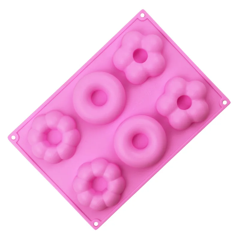 6 Even Pattern Donut Cake Mold, Silicone, High Temperature Resistance and Easy Demoulding DIY Baking Mould 687