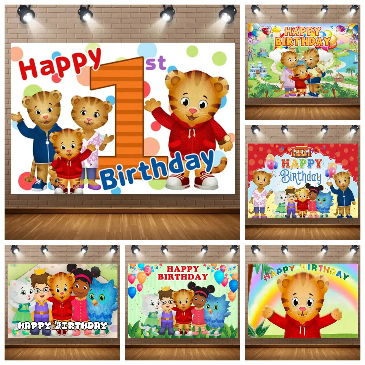 

Cartoon Little Tiger Daniel Theme Kid's Birthday Party Decor Supplie Cute Tiger Photography Backdrop Baby Shower Photo Props
