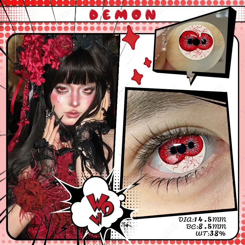 EYESHARE Cosplay Farbige Kontaktlinsen für Augen, jährliche Verwendung, Make-up, verrückte Halloween-Schönheit, rote Kontaktlinsen, Augenkosmetik – Detail 27