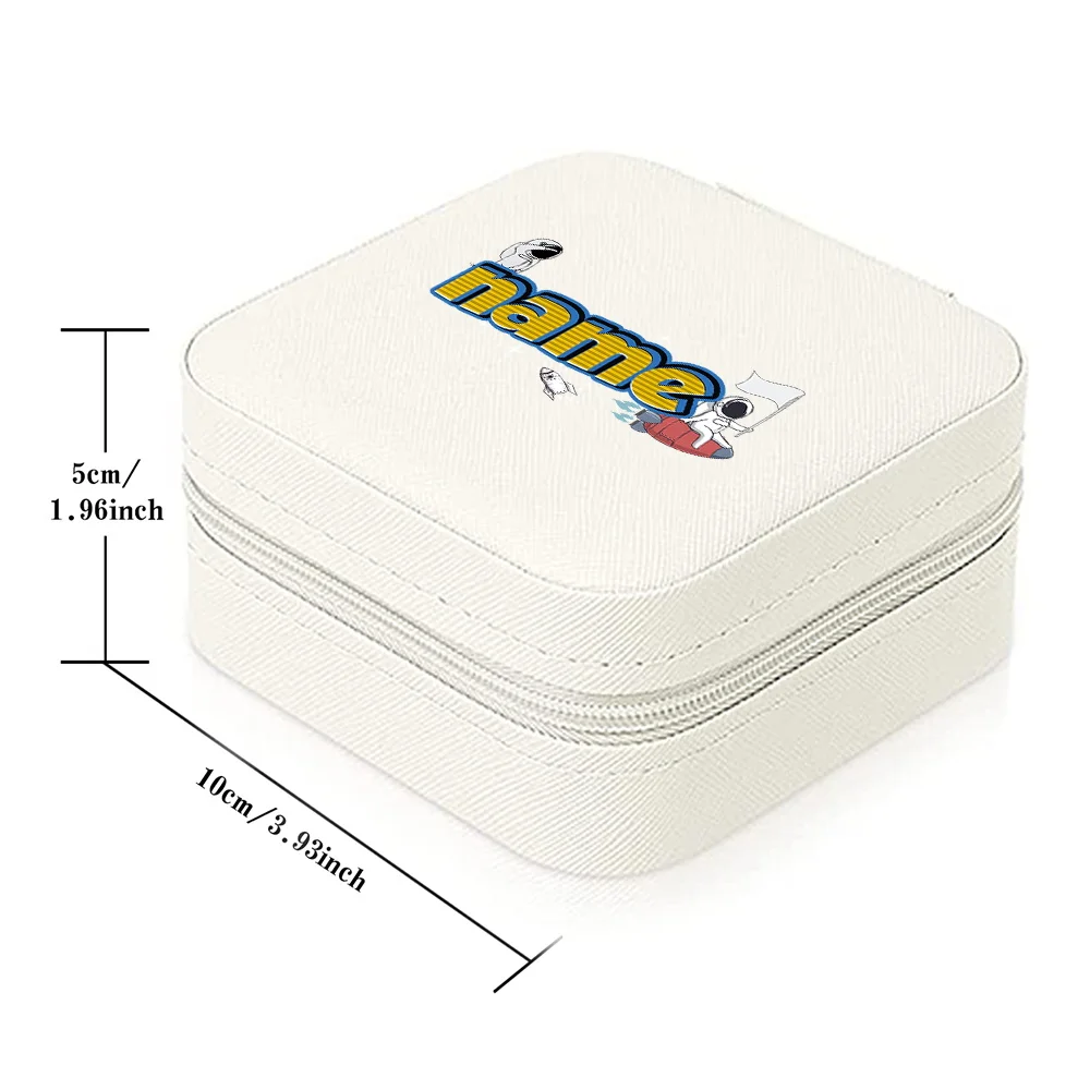 Customized Name Leather Portable Zipper Jewelry Casket Large Capacity Travel Organizer Classic Fashion Dustproof Storage Box