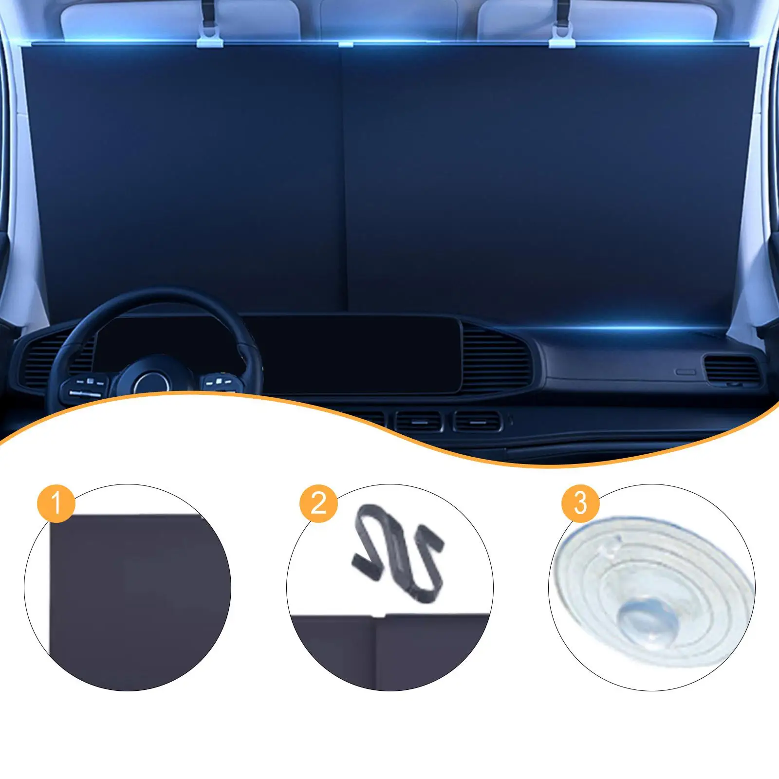 

Windshield Sun Shade Foldable Universal with Suction Cups Efficiency Front Window Sunshade for SUV Compacts Hatchbacks