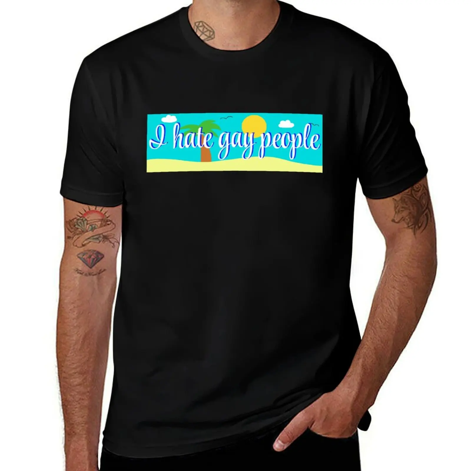 I hate gay people bumper sticker T-Shirt Soft Cotton Print T-Shirt