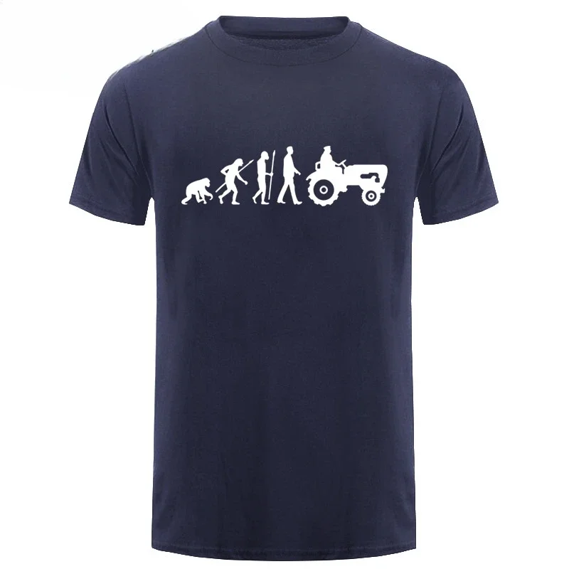 Men New Summer Fashion Evolution Tractor T Shirt Cotton Born To Farm T-shirt Tops Camisetas Farmer Crewneck heavyweight Informal