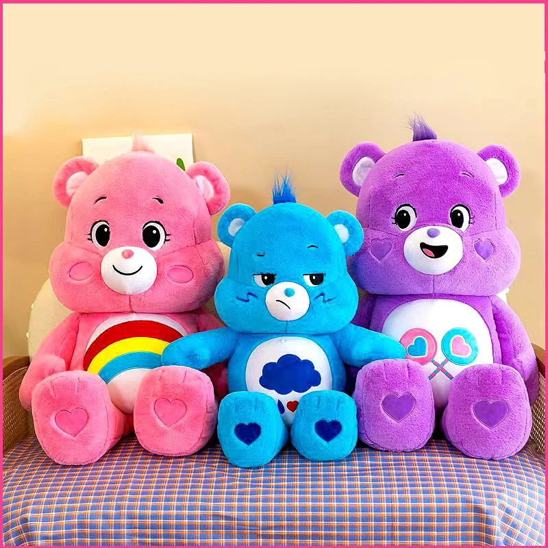 40CM Carebears Kawaii Rainbow Bear Plush Toys Lovely Anime Colorful Bear Stuffed Doll Soft Toy Decor Birthday Gifts